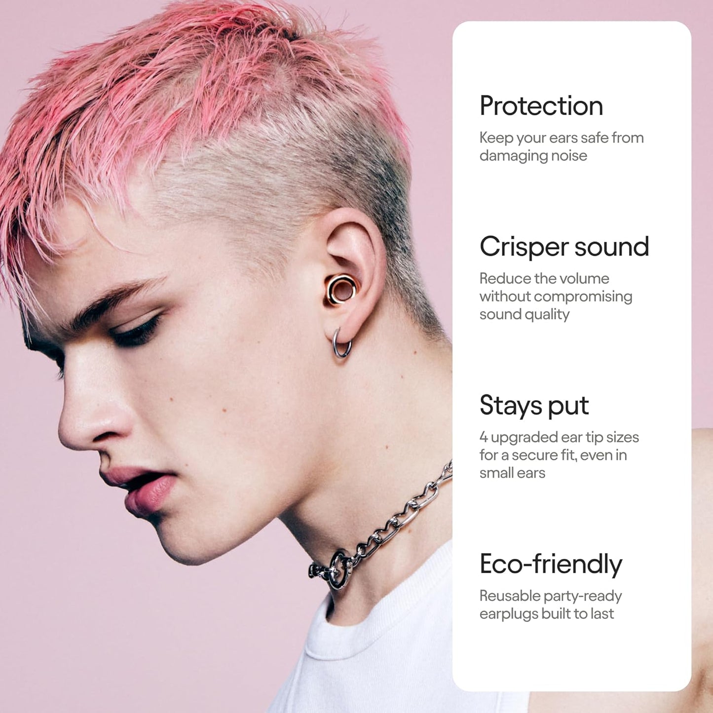 Experience 2 Ear Plugs – Stylish Certified Hearing Protection for Concerts & Festivals, Live Events, Musicians, Sports, Djs and Nightlife – 17Db Noise Reduction Earplugs (High-Fidelity)