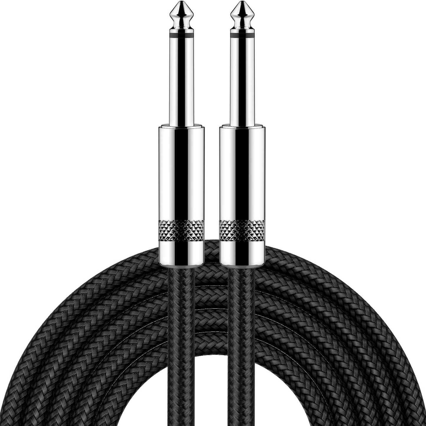 Guitar Cable 10Ft Electric Instrument Bass AMP Cord for Electric Mandolin, Pro Audio (Right Angle to Straight, Black)