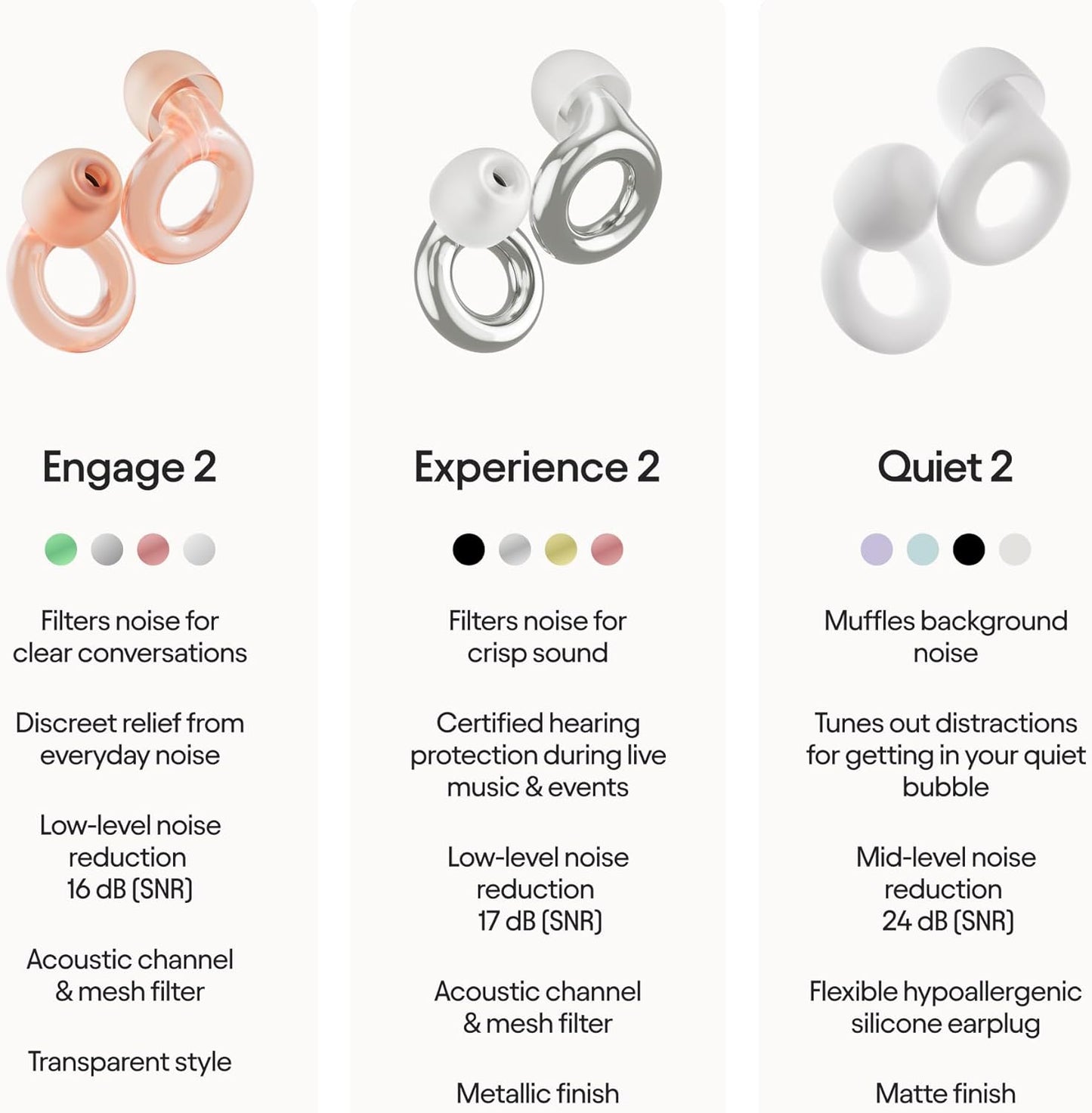 Engage 2 Ear Plugs – Everyday Noise Relief with Clear Speech for Social Gatherings, Work, Conversation, Parenting & Noise Sensitivity – 16 Db Noise Reduction Earplugs