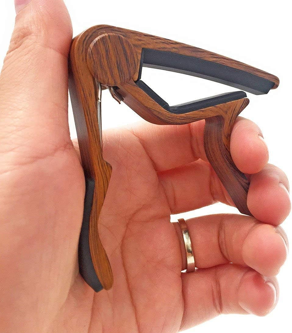 Guitar Capo for Acoustic and Electric Guitars - Rosewood Color with 5 Picks
