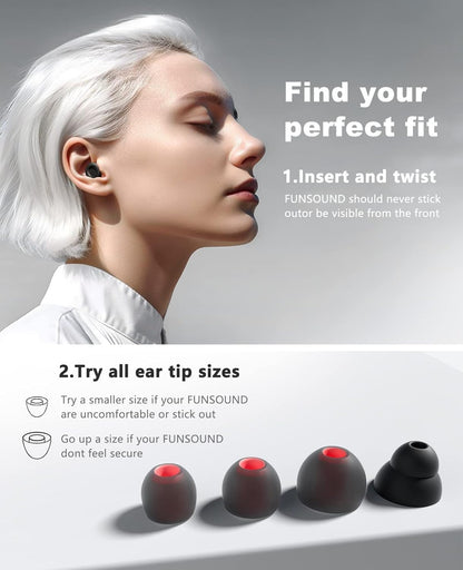 Ear Plugs for Sleeping Noise Reduction Reuseable, Concerts, Focus, Travel, Work, High Fidelity– 7 Pair Eartips – Flexible Soft-Touch – NRR of 24 and 27 Db Noise Cancelling Black Red,1 Count(Pack of 1)