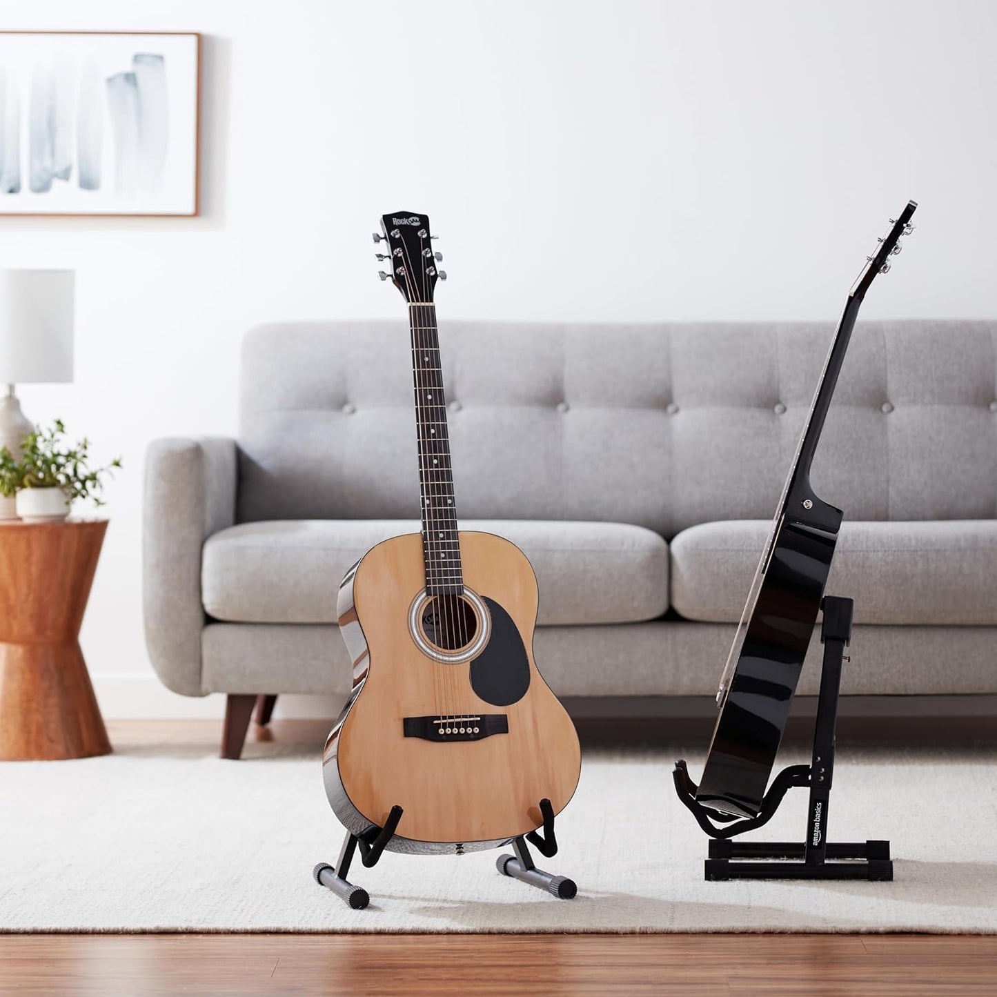 Adjustable Folding Guitar Stand, A-Shape, Fully Assembled - for School Music Program, Concerts & Multiple Users, Black