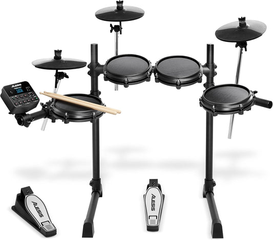 Turbo Mesh Kit – Electric Drum Set with 100+ Sounds, Quiet Mesh Drum Pads, Drum Sticks, Connection Cables, Drum Lessons