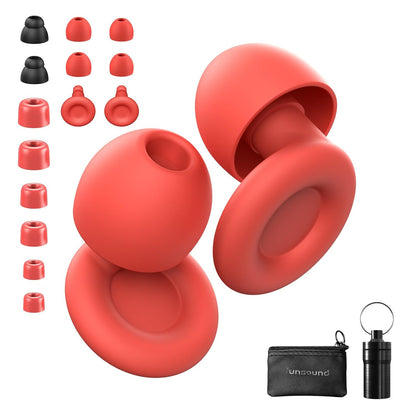 Ear Plugs for Sleeping Noise Reduction Reuseable, Concerts, Focus, Travel, Work, High Fidelity– 7 Pair Eartips – Flexible Soft-Touch – NRR of 24 and 27 Db Noise Cancelling Black Red,1 Count(Pack of 1)