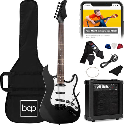 39In Full Size Beginner Electric Guitar Starter Kit W/Case, Strap, 10W Amp, Strings, Pick, Tremolo Bar - Hollywood Blue