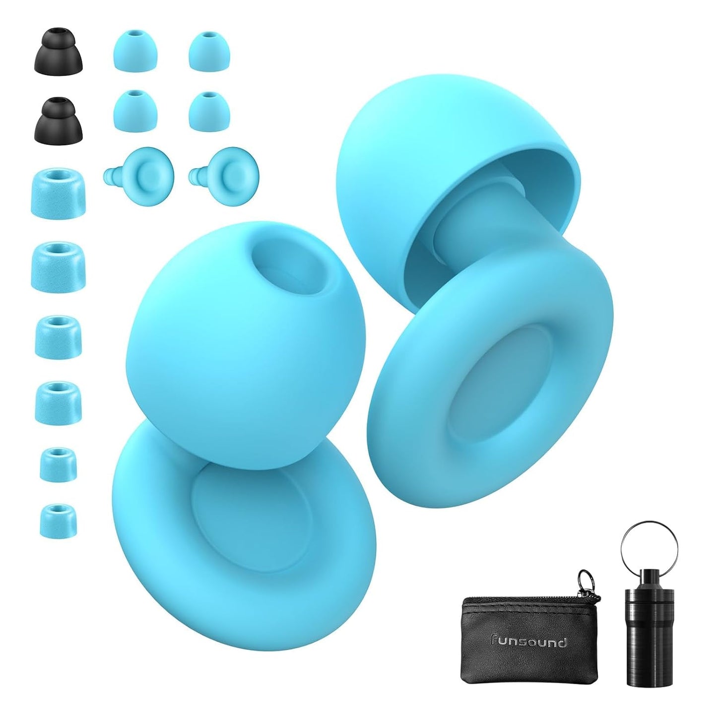 Ear Plugs for Sleeping Noise Reduction Reuseable, Concerts, Focus, Travel, Work, High Fidelity– 7 Pair Eartips – Flexible Soft-Touch – NRR of 24 and 27 Db Noise Cancelling Black Red,1 Count(Pack of 1)