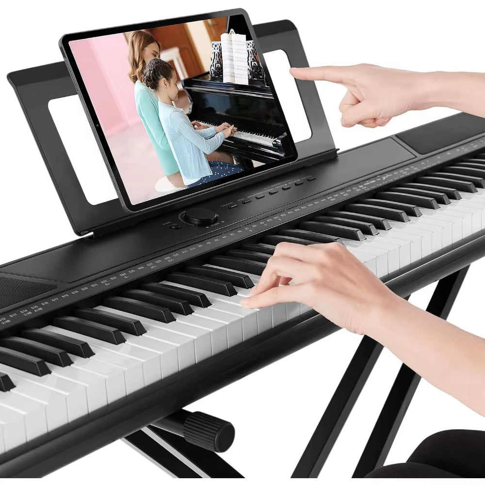 Digital Piano 88 Key Weighted with Stand, 88 Key Semi Weighted Keyboard Piano , Electric Piano Keyboard 88 Keys