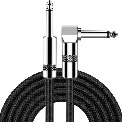 Guitar Cable 10Ft Electric Instrument Bass AMP Cord for Electric Mandolin, Pro Audio (Right Angle to Straight, Black)