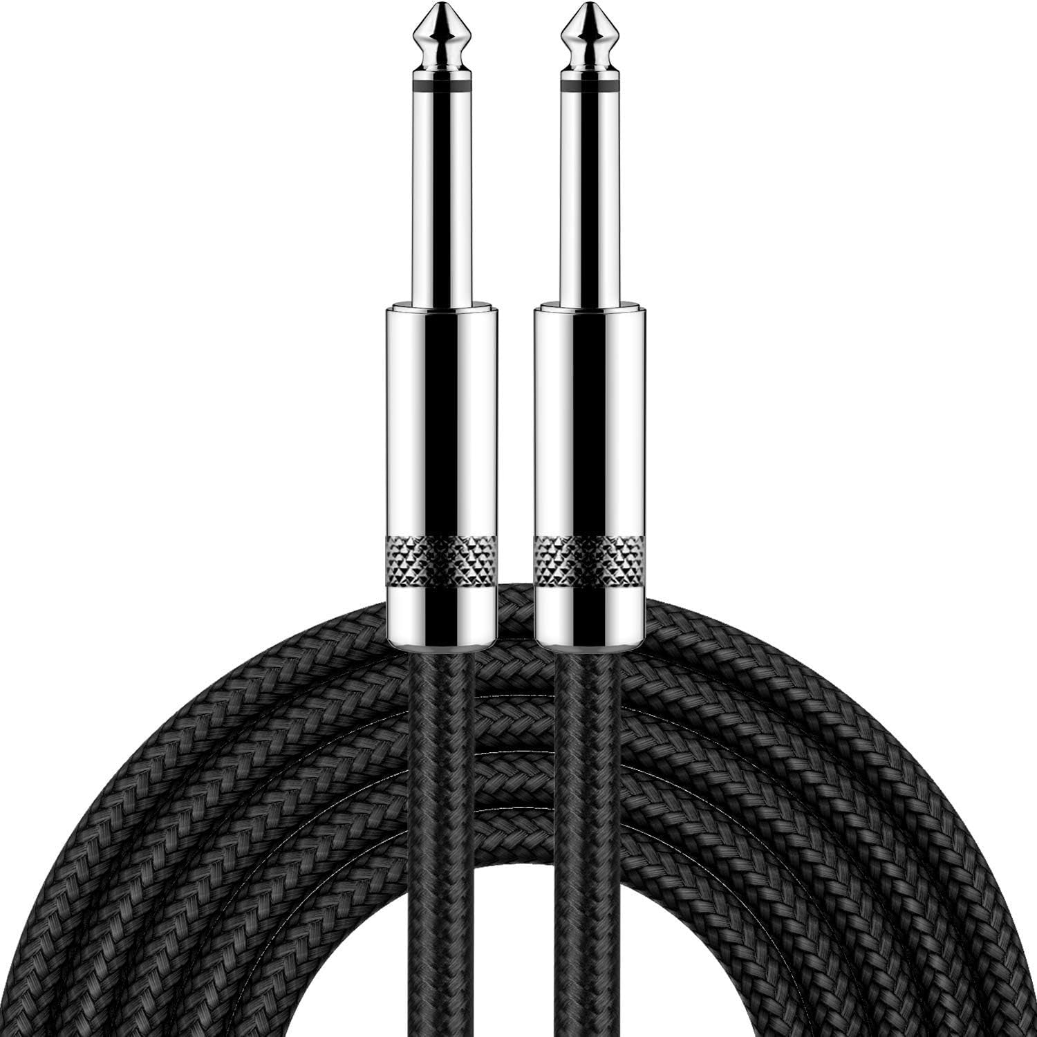 Guitar Cable 10Ft Electric Instrument Bass AMP Cord for Electric Mandolin, Pro Audio (Right Angle to Straight, Black)