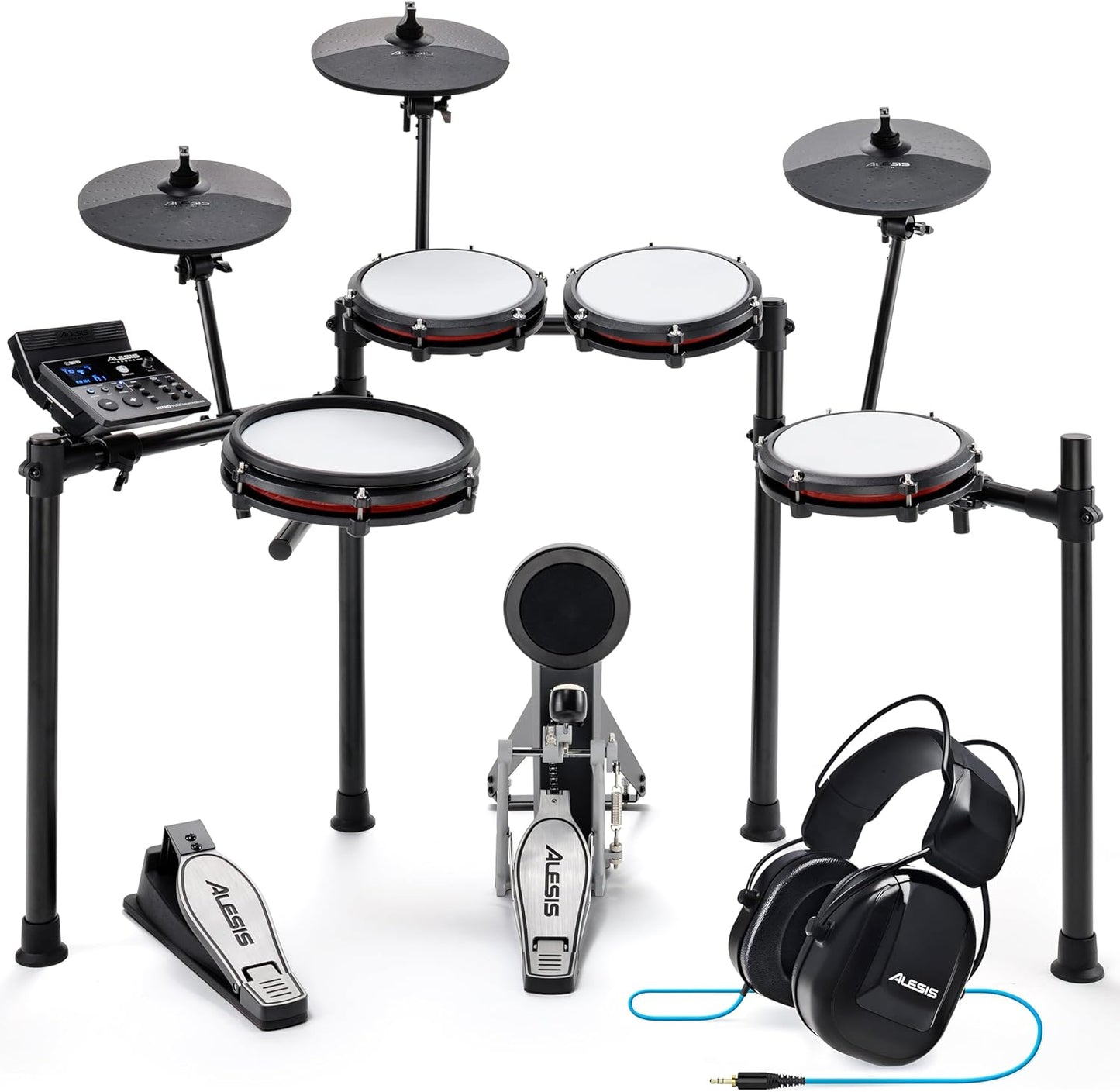 Nitro Max Kit Electric Drum Set with Quiet Mesh Pads, 10" Dual Zone Snare, Bluetooth, 440+ Sounds, Drumeo, USB MIDI, and Drummer Headphones