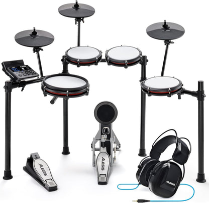 Nitro Max Kit Electric Drum Set with Quiet Mesh Pads, 10" Dual Zone Snare, Bluetooth, 440+ Sounds, Drumeo, USB MIDI, and Drummer Headphones