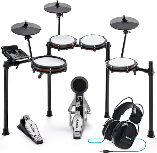 Nitro Max Kit Electric Drum Set with Quiet Mesh Pads, 10" Dual Zone Snare, Bluetooth, 440+ Sounds, Drumeo, USB MIDI, and Drummer Headphones