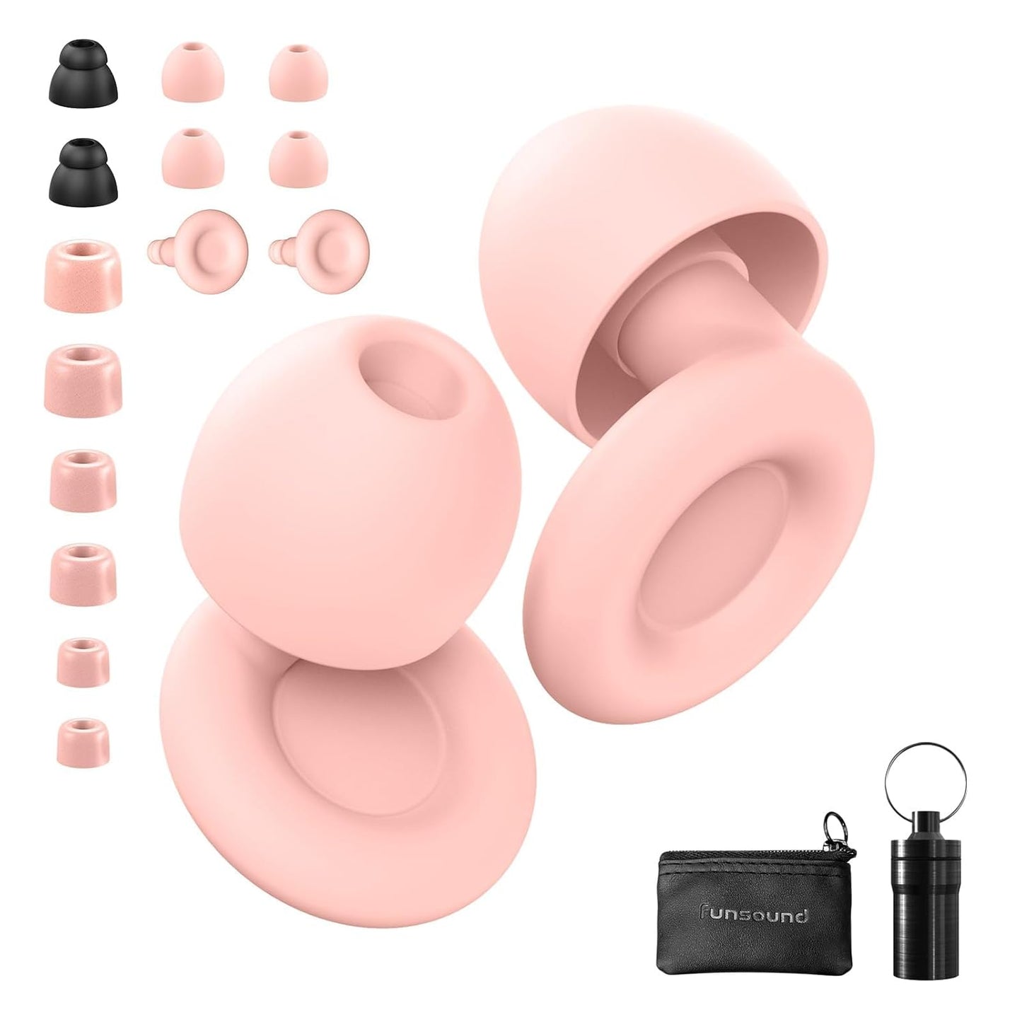 Ear Plugs for Sleeping Noise Reduction Reuseable, Concerts, Focus, Travel, Work, High Fidelity– 7 Pair Eartips – Flexible Soft-Touch – NRR of 24 and 27 Db Noise Cancelling Black Red,1 Count(Pack of 1)
