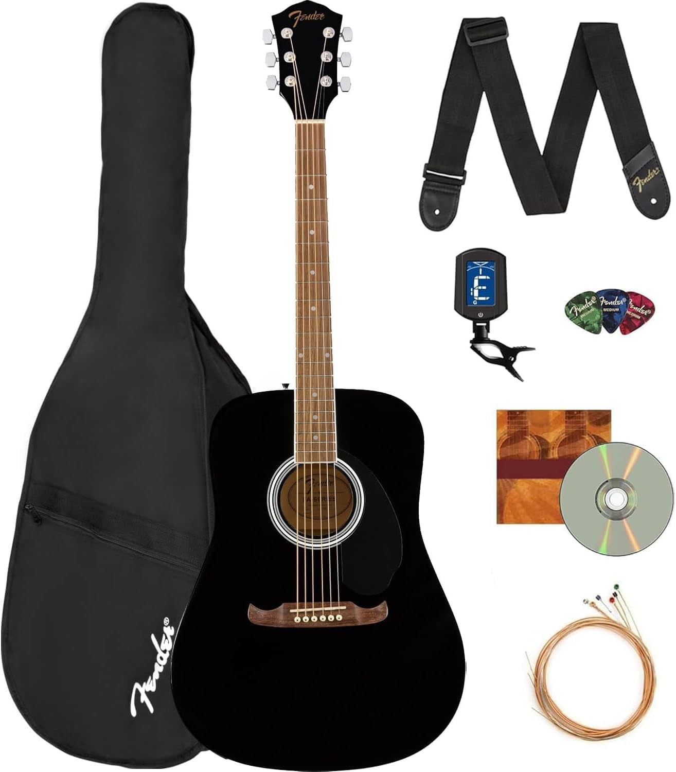 Dreadnought Acoustic Guitar - Natural Bundle with Gig Bag, Tuner, Strings, Picks,  Play Online Lessons, and Austin Bazaar Instructional DVD