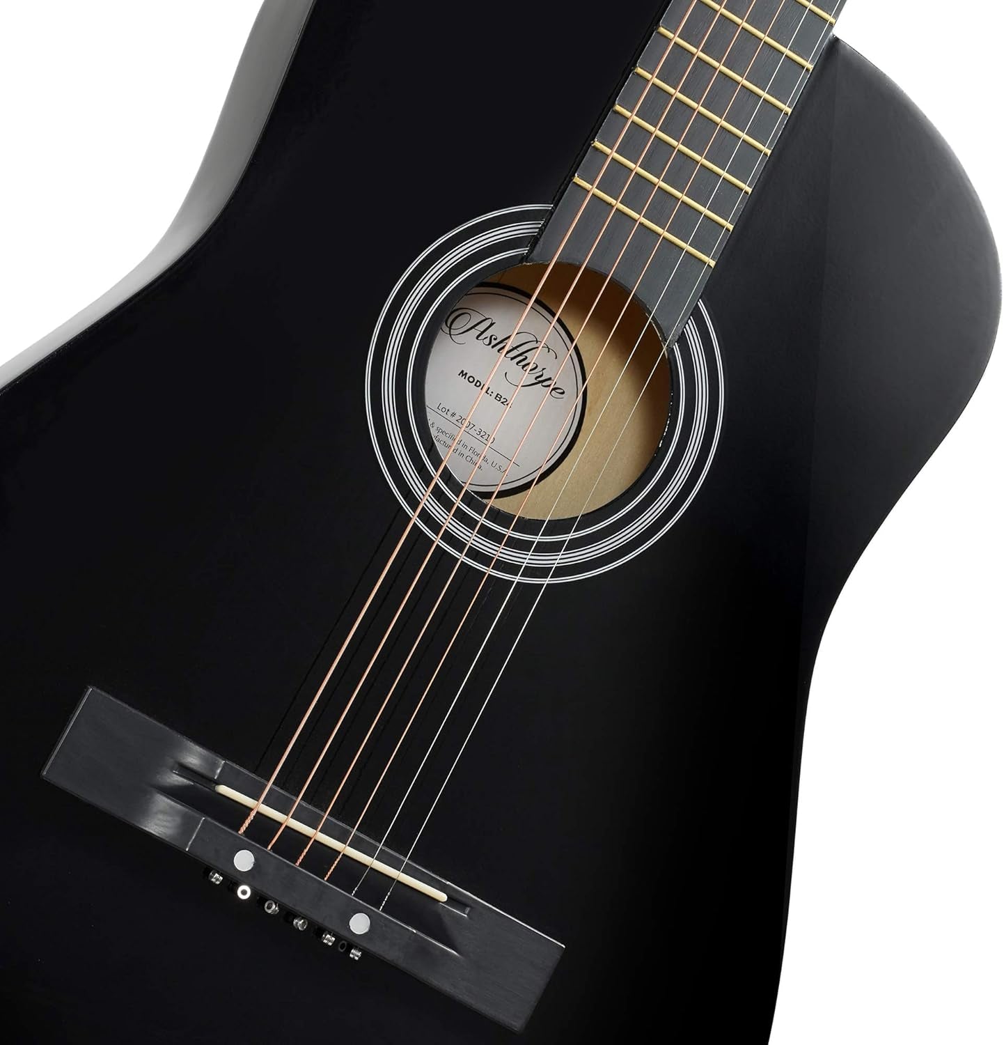 38-Inch Beginner Acoustic Guitar Package (Black), Basic Starter Kit W/Gig Bag, Strings, Strap, Tuner, Pitch Pipe, Picks