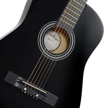 38-Inch Beginner Acoustic Guitar Package (Black), Basic Starter Kit W/Gig Bag, Strings, Strap, Tuner, Pitch Pipe, Picks